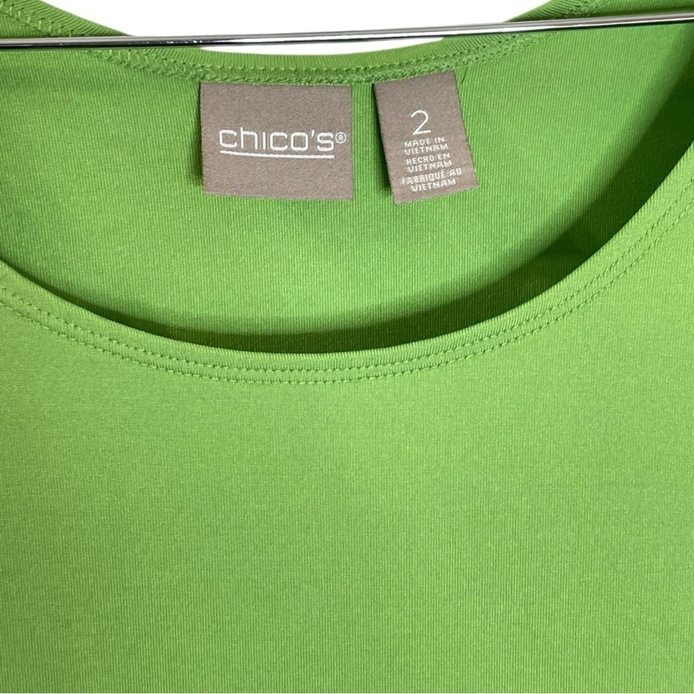 CHICOS Womens Knit Tank TOP Sleeveless Lime GREEN Size 2(L/ 12) - Picture 6 of 11